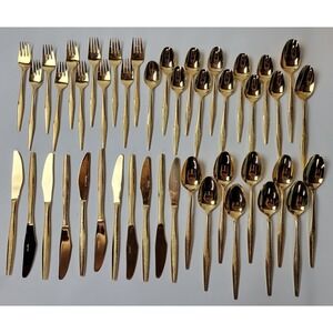 Florentine Gold Plated Flatware Set 11 Four Piece Place Settings 44pc